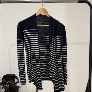 All Saints Black and White Striped Cardigan